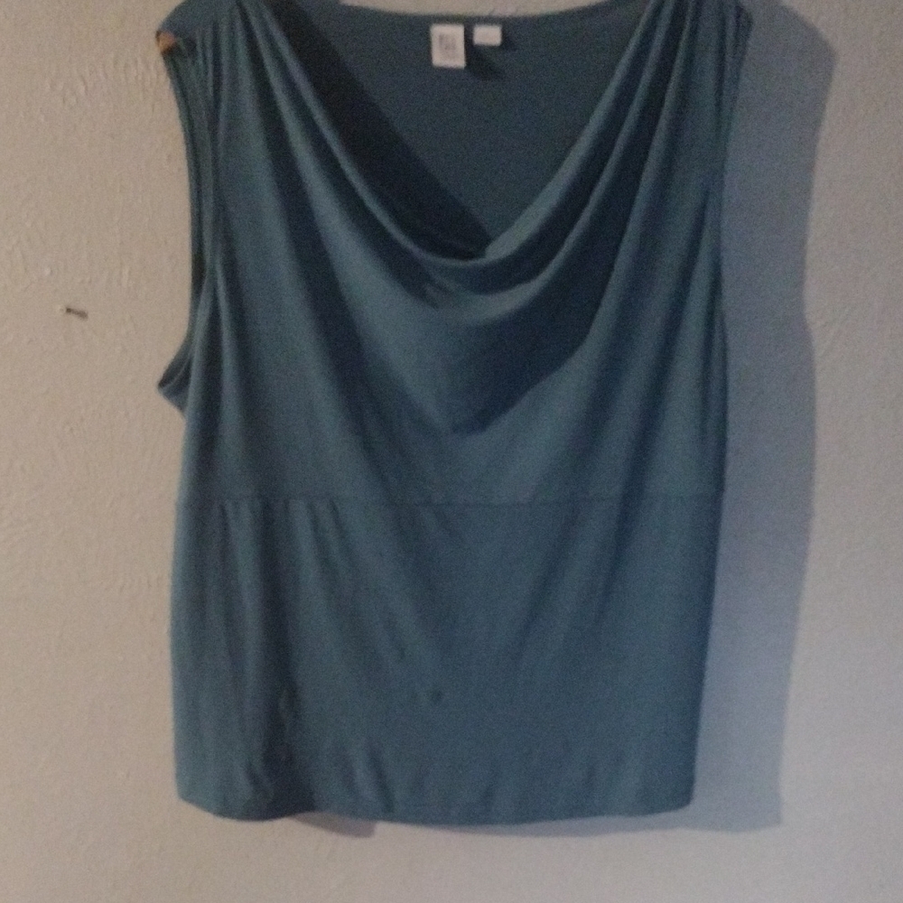 Apt 9 Teal Drape Cowl Neck Sleeveless Tank Top Shell Plus Size 2X - Picture 2 of 4